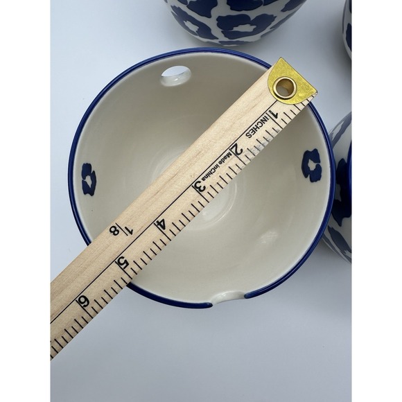 CROFTON 21 oz Noodle Bowls - Blue & White  Flower Design Set 4 - Picture 6 of 8
